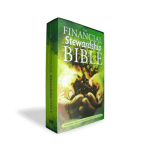 Image of The Financial Stewardship Bible - book cover with hands cupping dirt with a small tree growing out of the dirt.