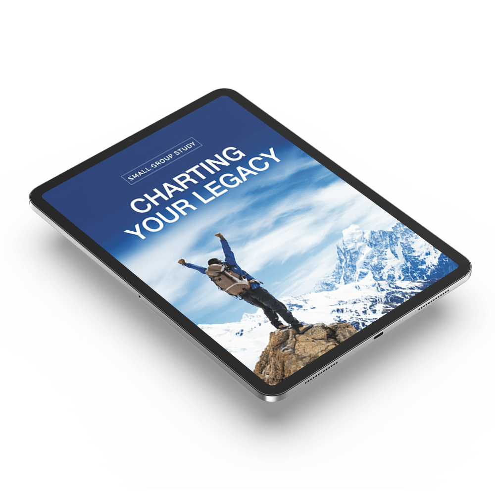 Charting Your Legacy book cover fills iPad screen.